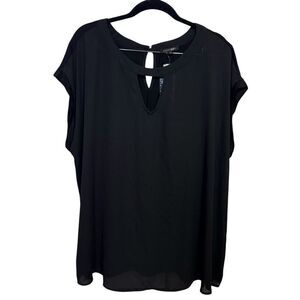 Papermoon Sheer Knit Keyhole Tunic Top Size 2X Black Modest Capsule Wardrobe NWT